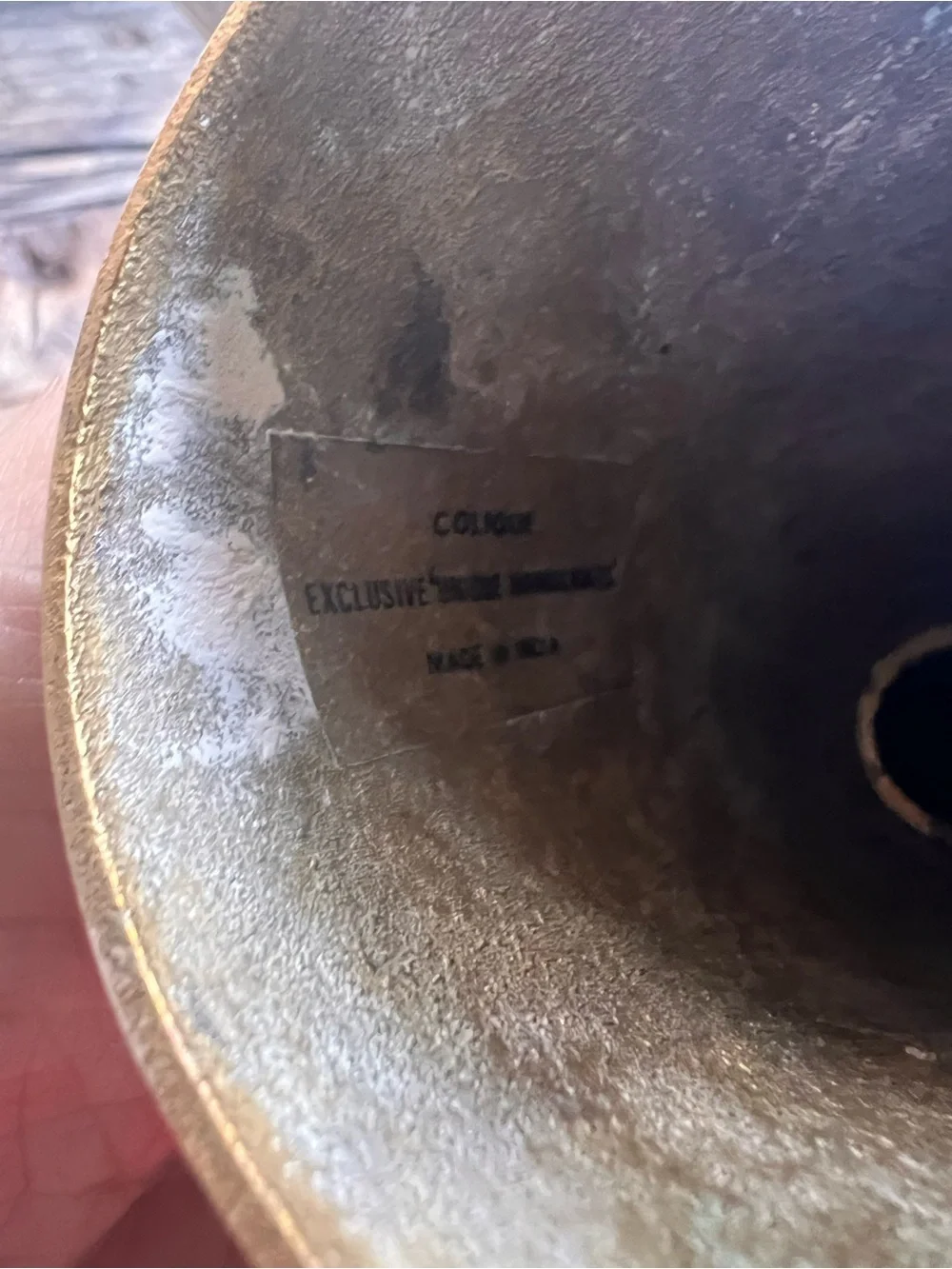 Colique Brass Accent Vase with Blue and Brown Bands - Home Accents